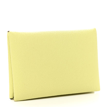 Hermes Chevre Mysore Calvi Card Case Jaune Bourgeon 3 of 8
