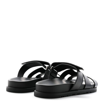 Hermes Calfskin Womens Chypre Sandals 36.5 Black 4 of 11