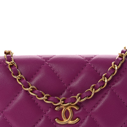 Chanel Lambskin Quilted Pearl Crush Clutch With Chain Purple 9 of 12