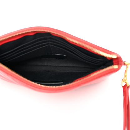 Saint Laurent Calfskin Matelasse Chevron Monogram A5 Wristlet Bandana Red 7 of 8