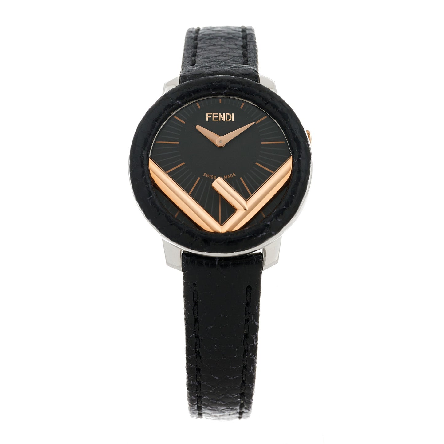 Stainless Steel Calfskin 28mm Run Away Quartz Watch Black