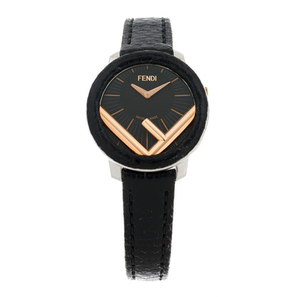 Fendi Stainless Steel Calfskin 28mm Run Away Quartz Watch Black 1 of 5
