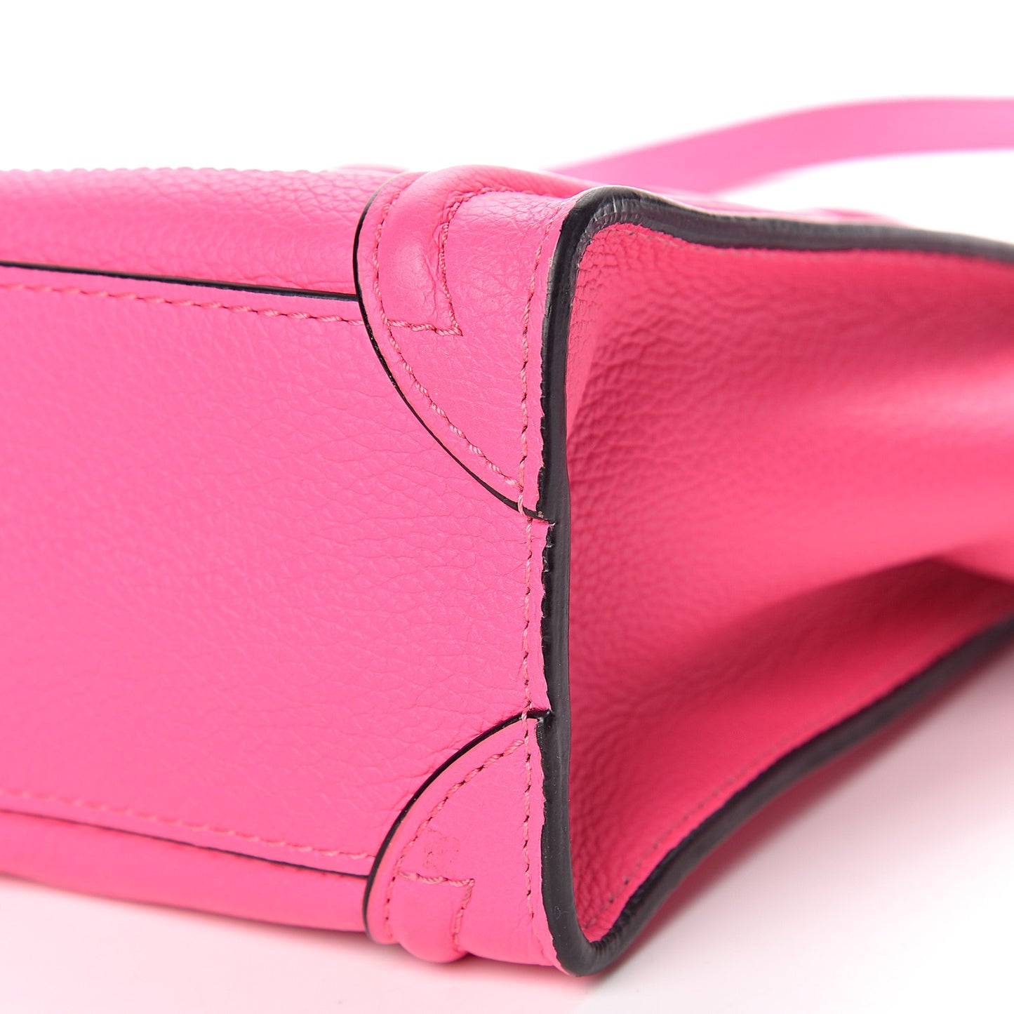 Drummed Calfskin Nano Luggage Fluo Pink