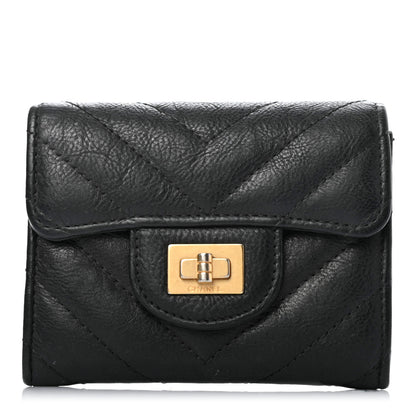 Chanel Crumpled Calfskin Chevron Quilted Reissue Card Holder Black 1 of 8