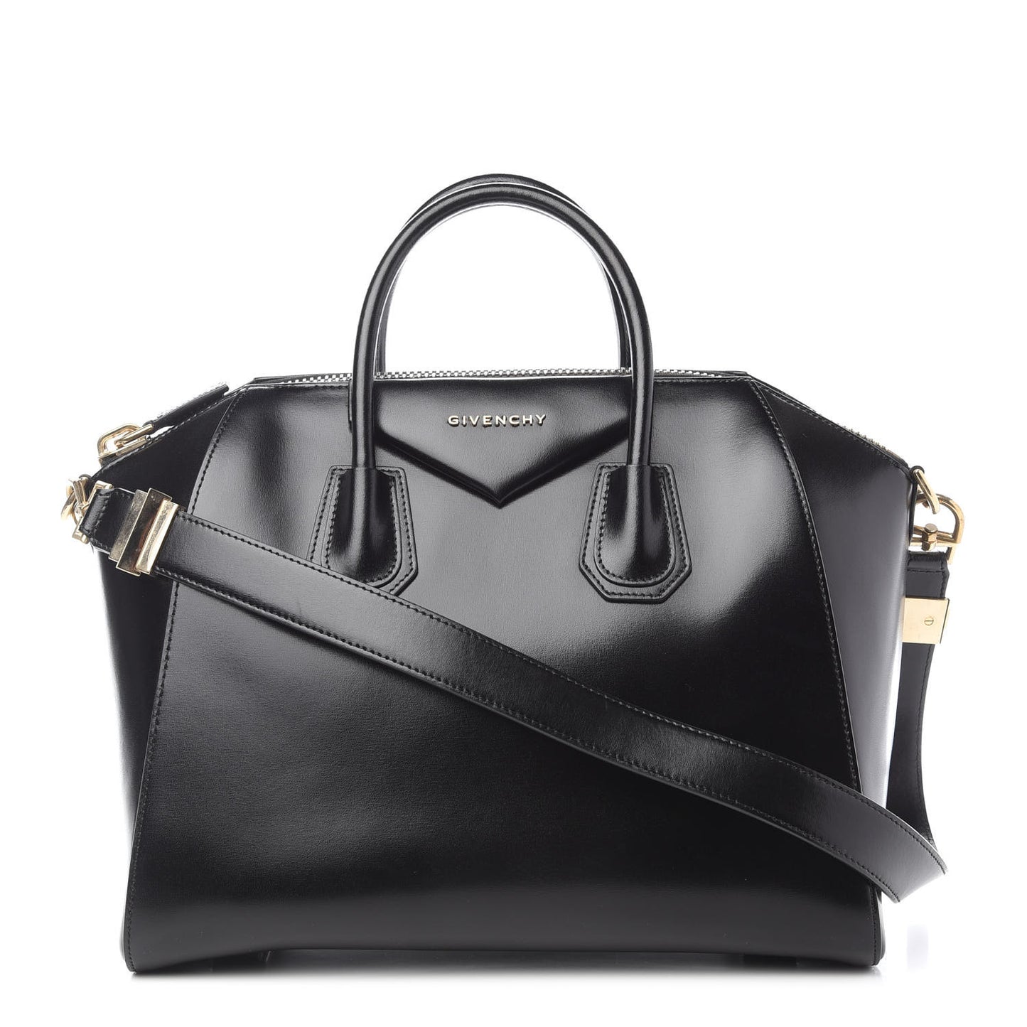 Shiny Lord Calfskin Medium Antigona Black