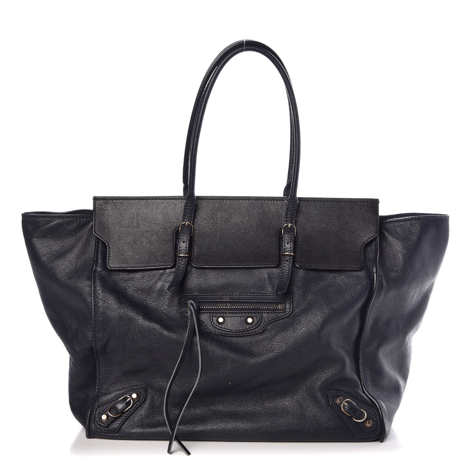 Balenciaga Calfskin Papier Ligne A5 Flap Tote Bleu Roi Black 1 of 13
