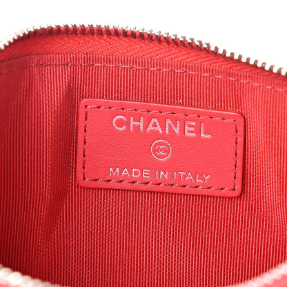 Chanel Caviar Chevron Quilted Zip Pouch Red 6 of 8