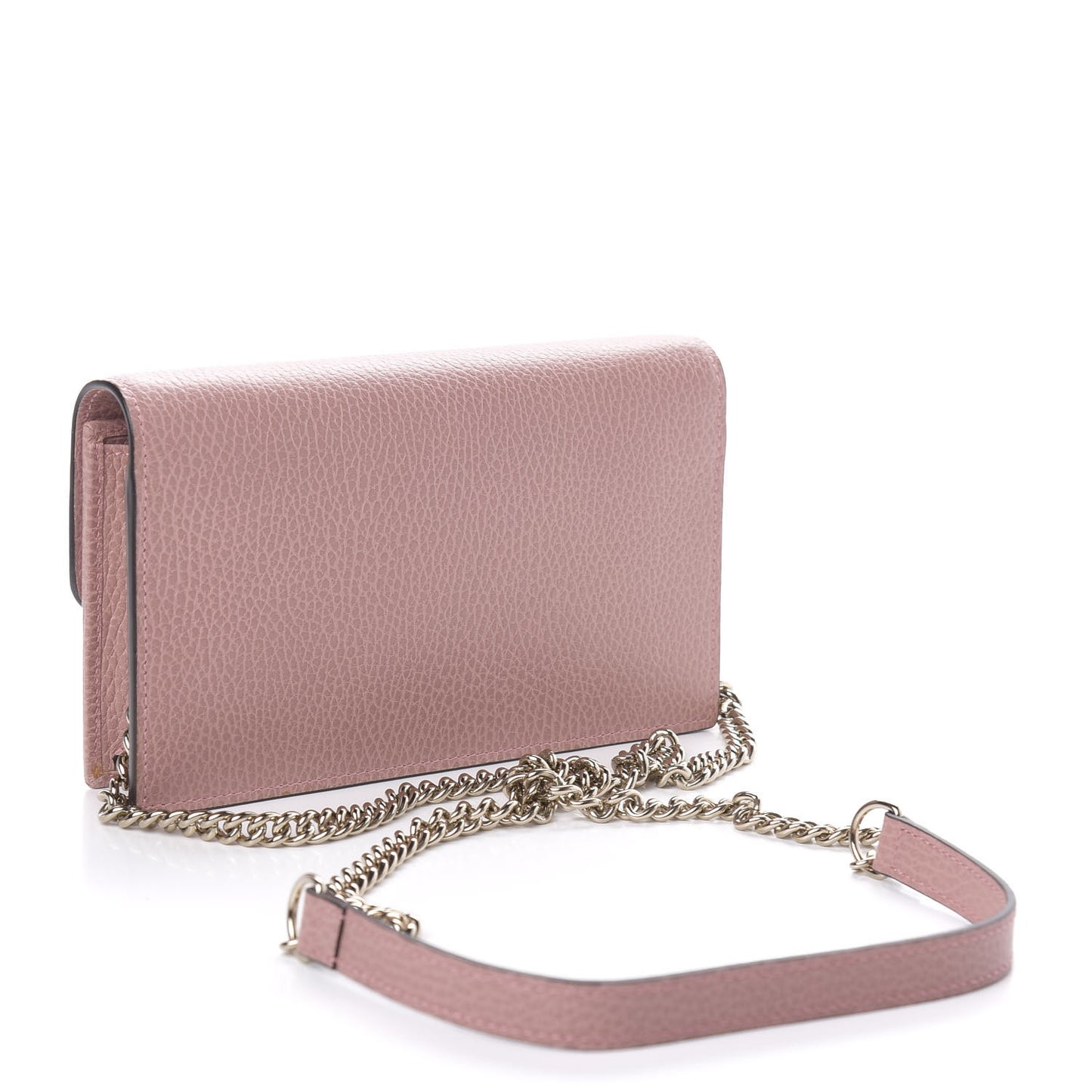 Dollar Calfskin Interlocking G Chain Wallet Soft Pink