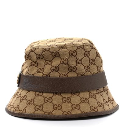 Gucci Monogram Textured Dollar Calfskin GG Jago Bucket Hat S Cacao Beige 4 of 11