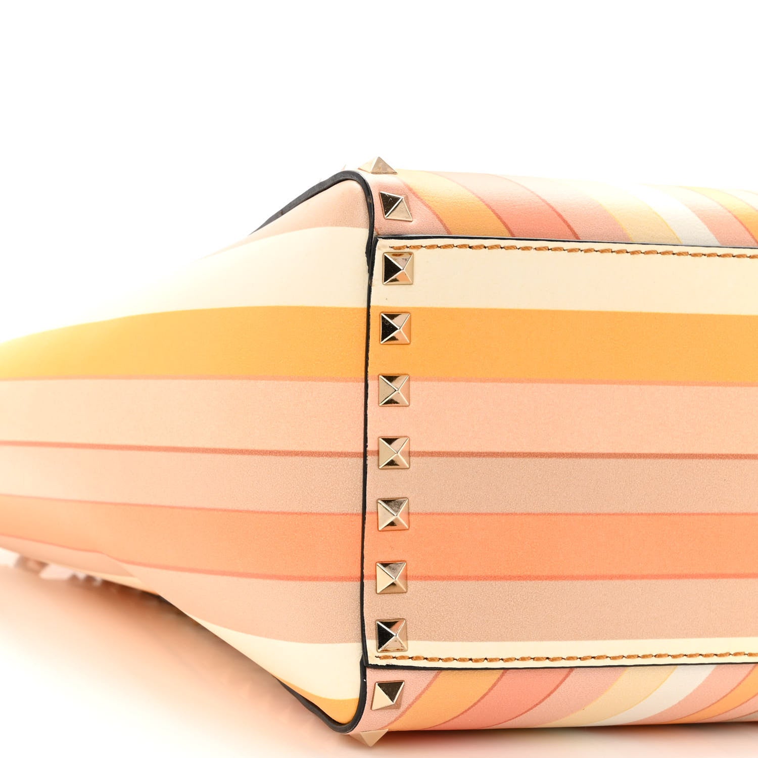 Valentino Garavani Vitello Native Couture 1975 Rockstud Double Handle Tote Mandarin Sorbet 8 of 9