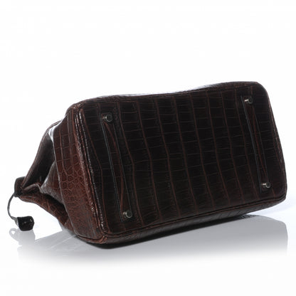 Hermes Matte Porosus Crocodile Birkin 35 Chocolate 4 of 9