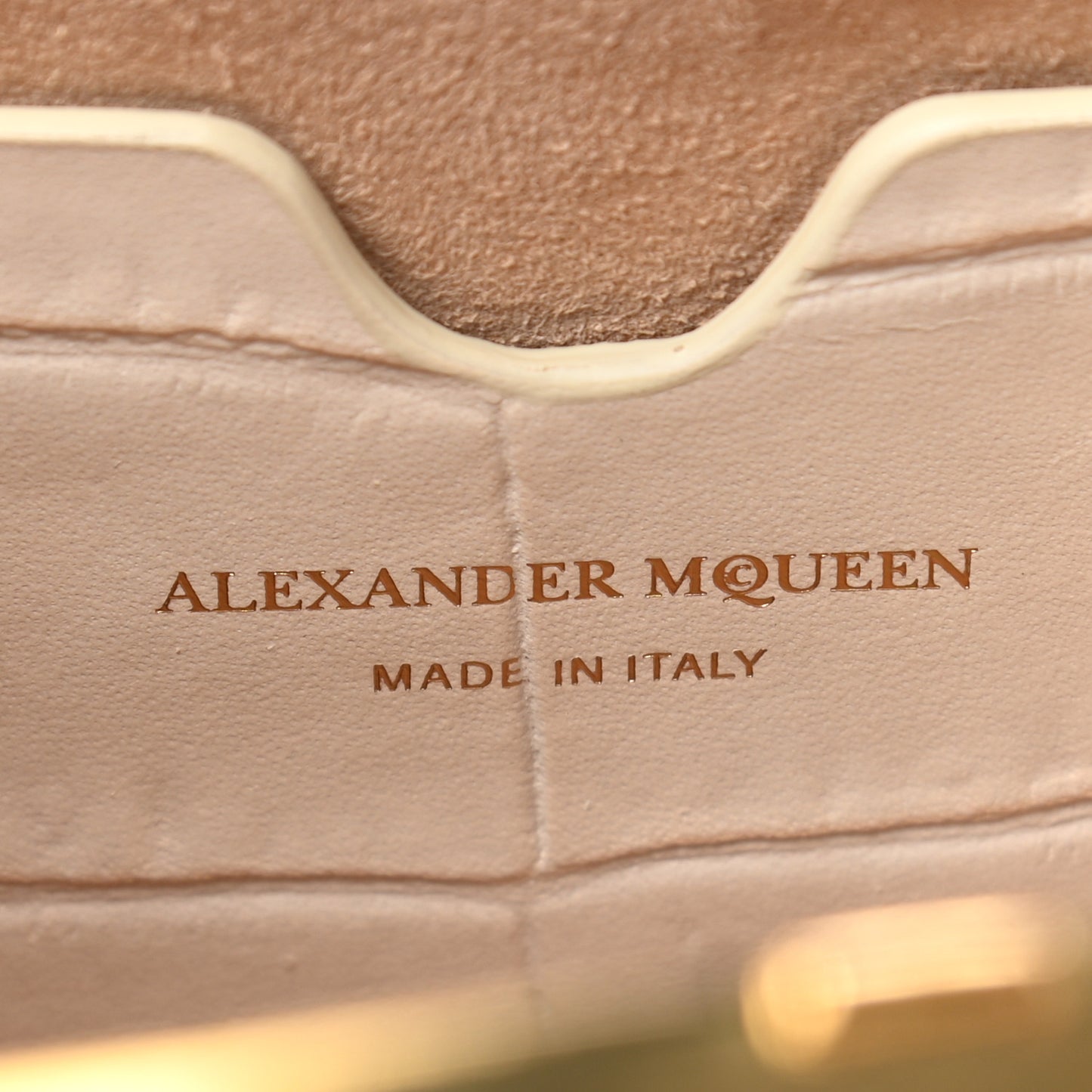 Calfskin Crocodile Embossed Knuckle Flat Clutch Ivory