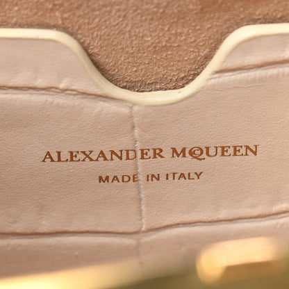 Alexander McQueen Calfskin Crocodile Embossed Knuckle Flat Clutch Ivory 6 of 8