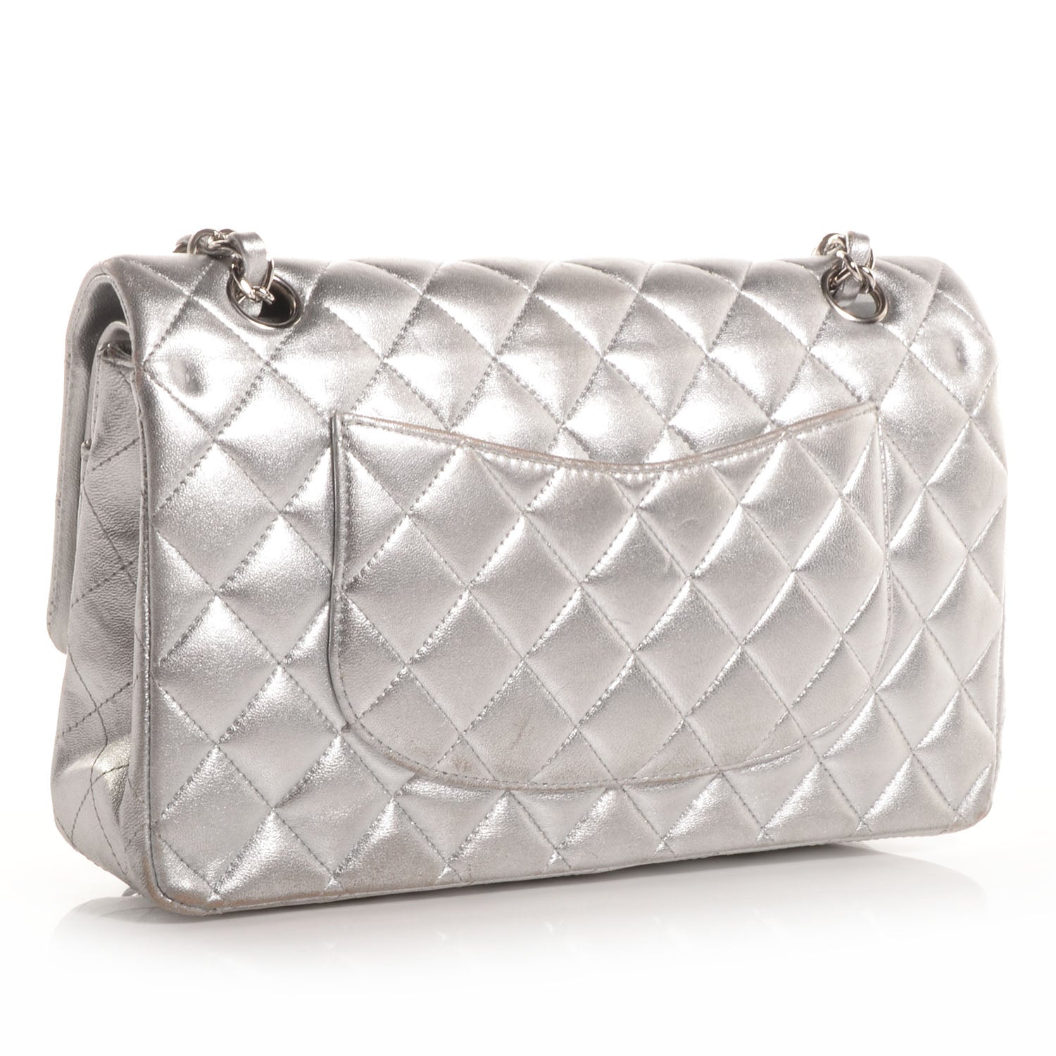 Chanel Lambskin Medium Double Flap Silver 3 of 9