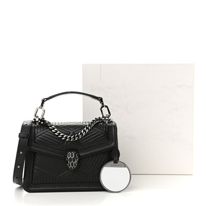 Bulgari Quilted Nappa Smooth Calfskin Serpenti Forever Diamond Blast Shoulder Bag Black 9 of 9