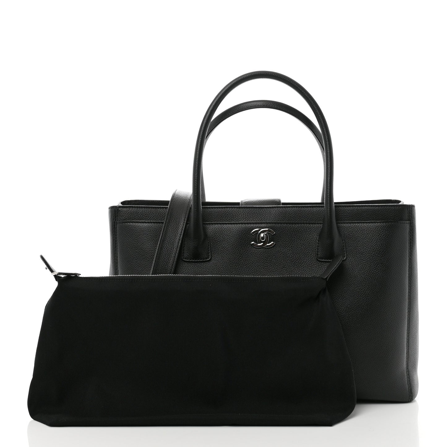 Calfskin Cerf Executive Shopper Tote Black