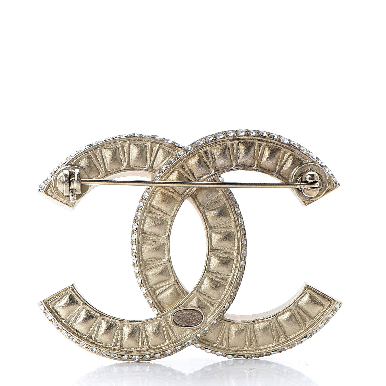 Chanel Baguette Crystal CC Brooch Gold 3 of 5