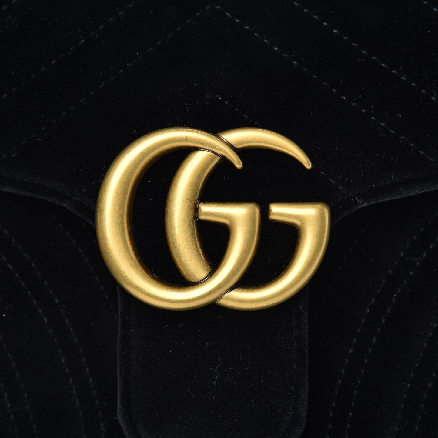 Velvet Matelasse Small GG Marmont Shoulder Bag Black