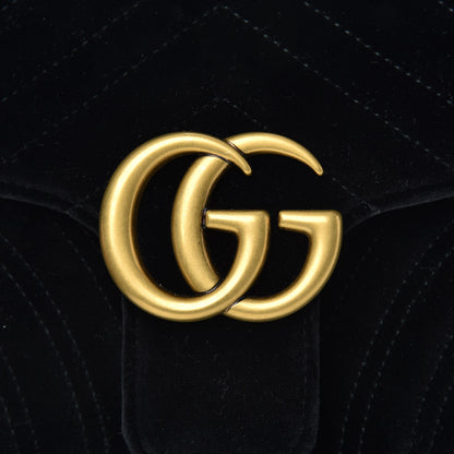 Gucci Velvet Matelasse Small GG Marmont Shoulder Bag Black 9 of 11