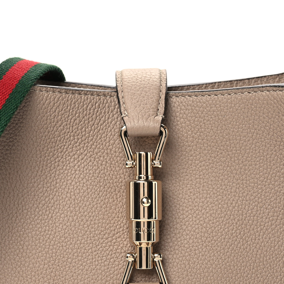 Grained Calfskin Web Medium Jackie 1961 Hobo Taupe