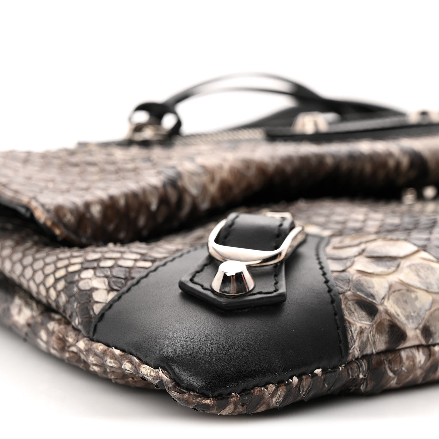 Balenciaga Snakeskin Classic Silver Hardware Envelope Strap Clutch 10 of 12