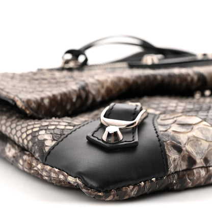 Balenciaga Snakeskin Classic Silver Hardware Envelope Strap Clutch 10 of 12