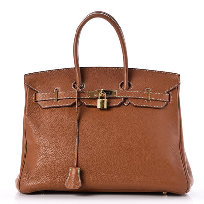 Hermes Taurillon Clemence Birkin 35 Gold 1 of 34