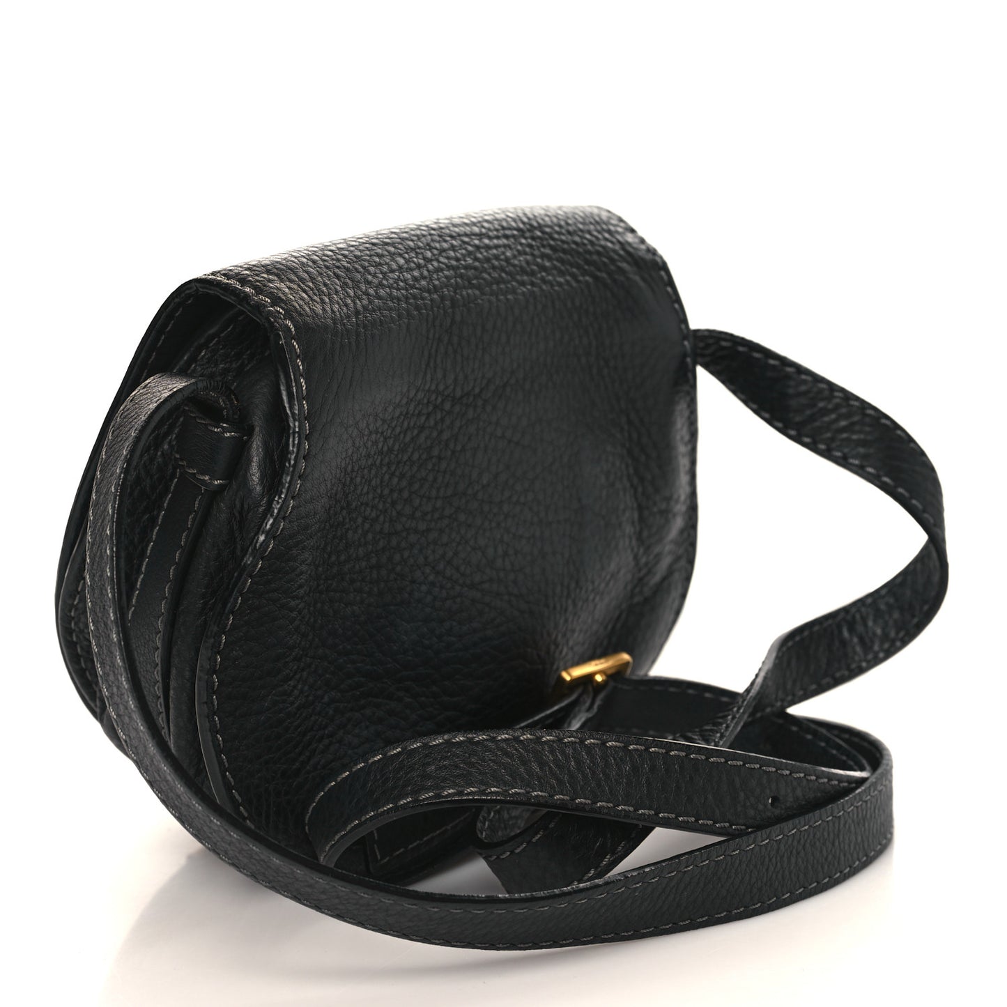 Calfskin Mini Marcie Round Crossbody Bag Black