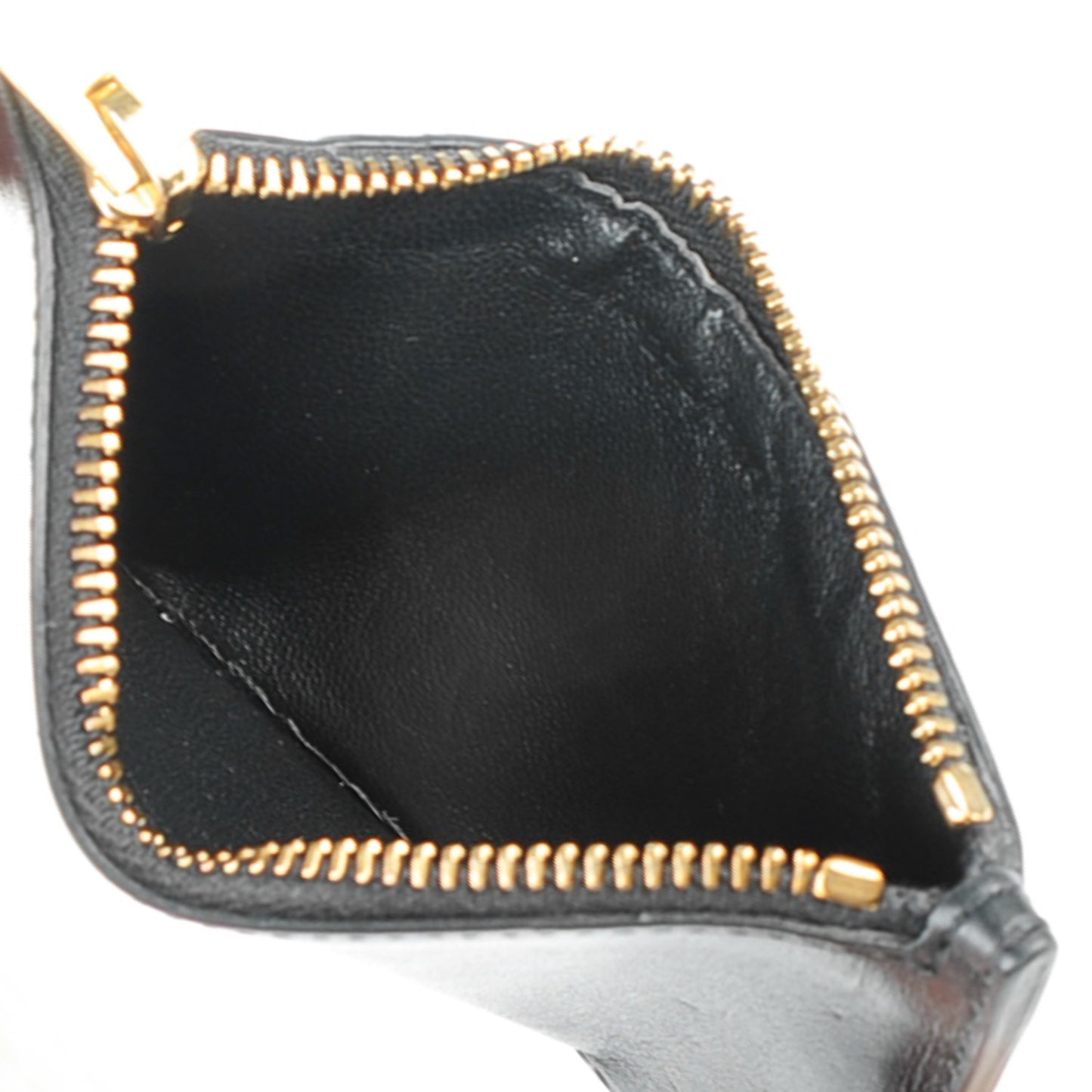 Calfskin 5 Fragments Zip Pouch Card Holder Black