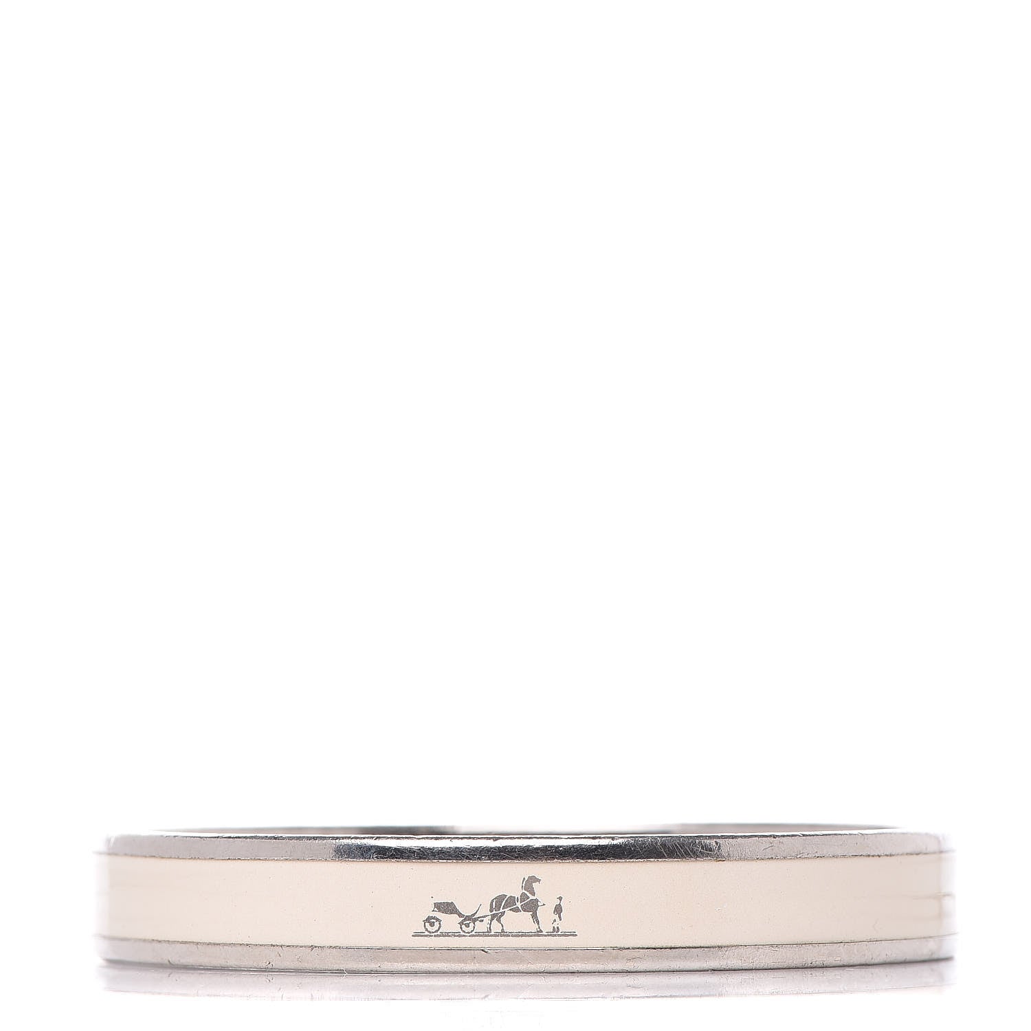 Hermes Enamel Printed Narrow Caleche Bracelet 65 White 1 of 6
