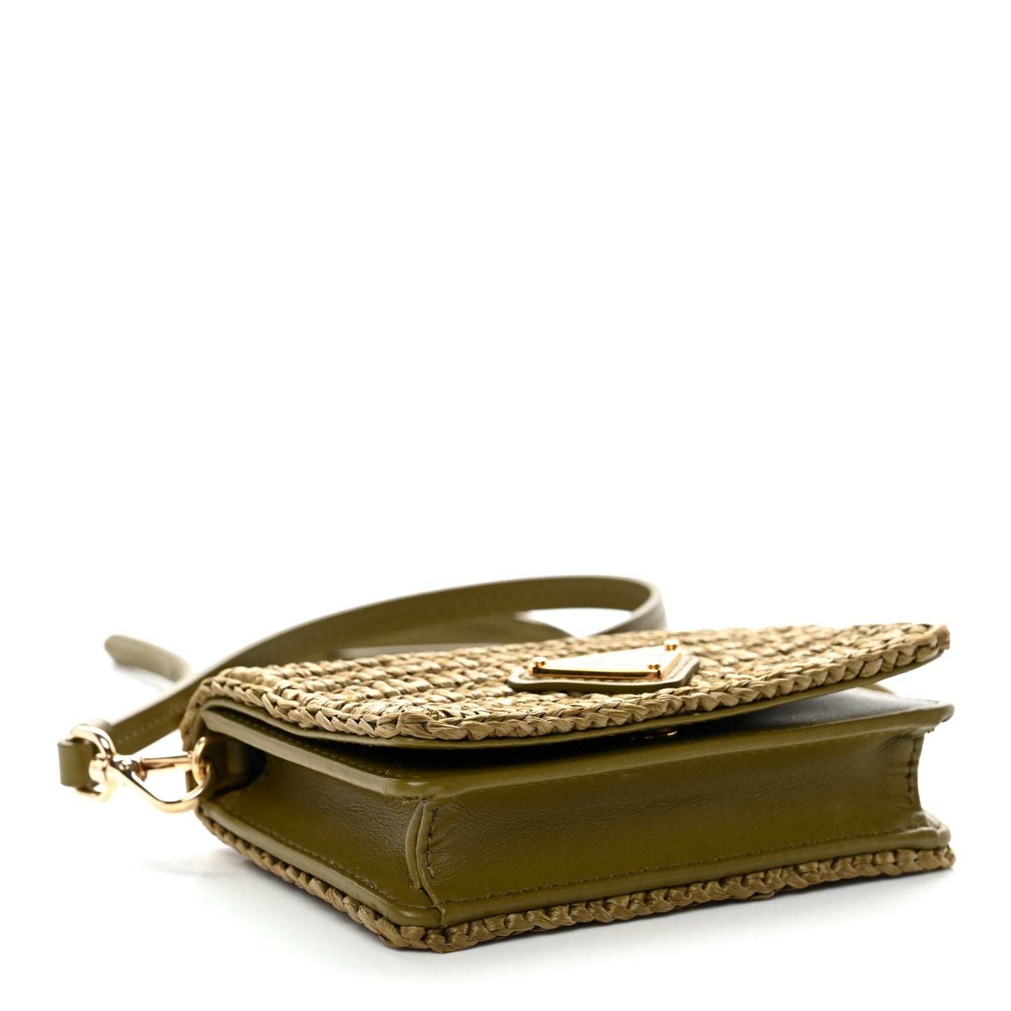 Raffia Effect Crochet Metal Triangle Logo Card Holder Oliva
