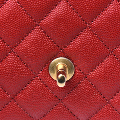 Chanel Caviar Lizard Embossed Quilted Mini Coco Handle Flap Red 11 of 19