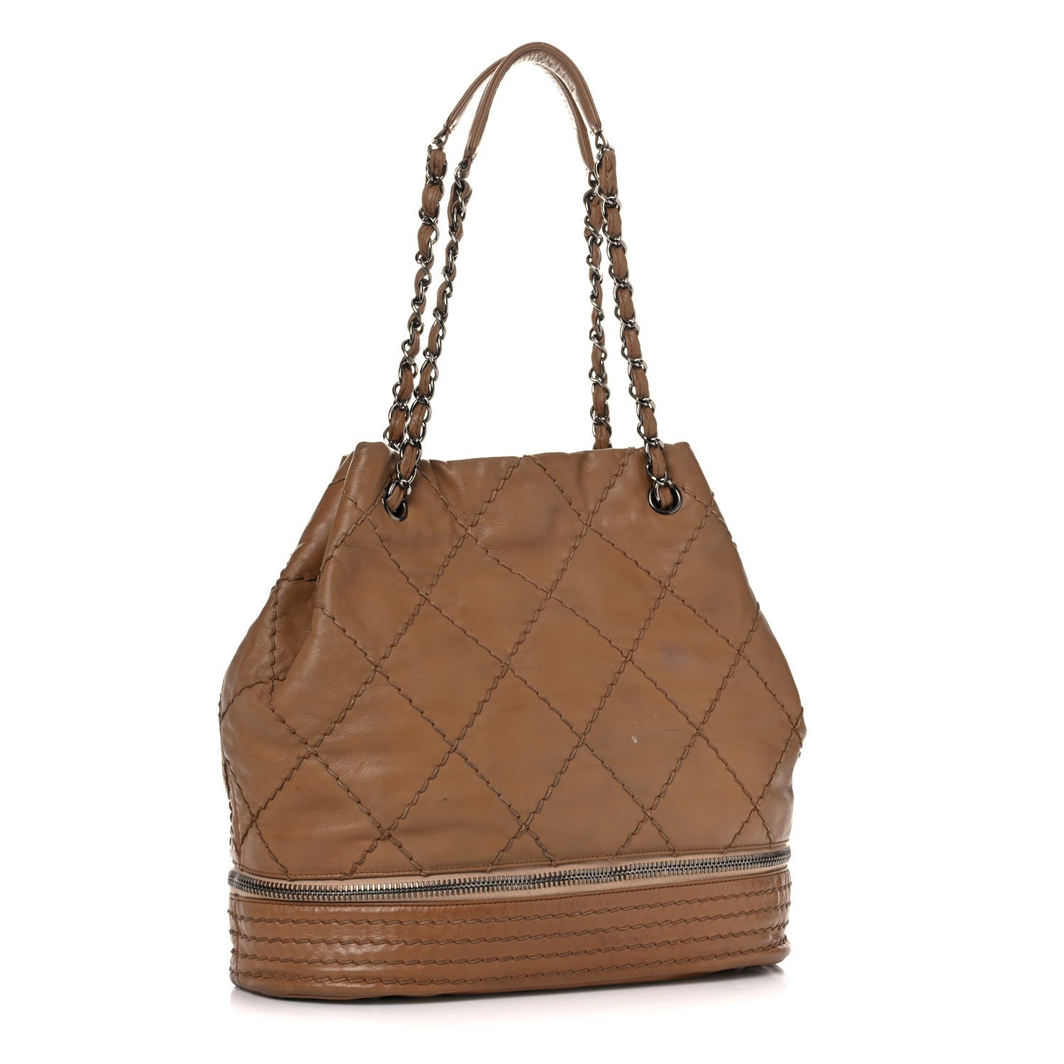 Chanel Lambskin Stitched Expandable Tote Beige 3 of 33