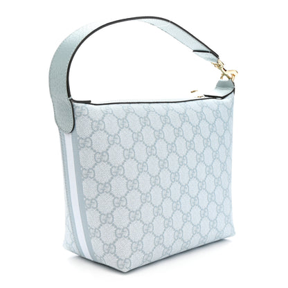 Gucci GG Supreme Monogram Textured Calfskin Web Super Mini Ophidia Shoulder Bag Dusty Blue 3 of 10
