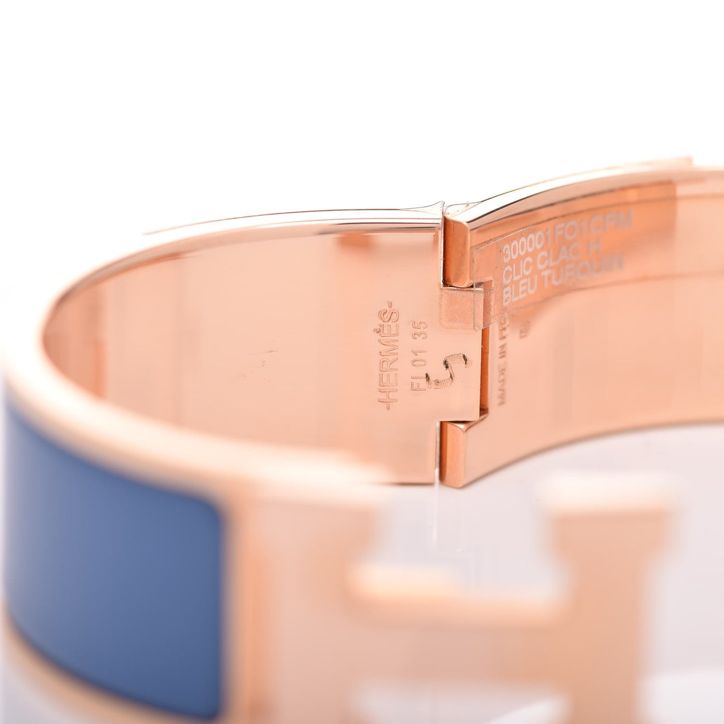 Enamel Wide Clic Clac H Bracelet PM Bleu Turquin