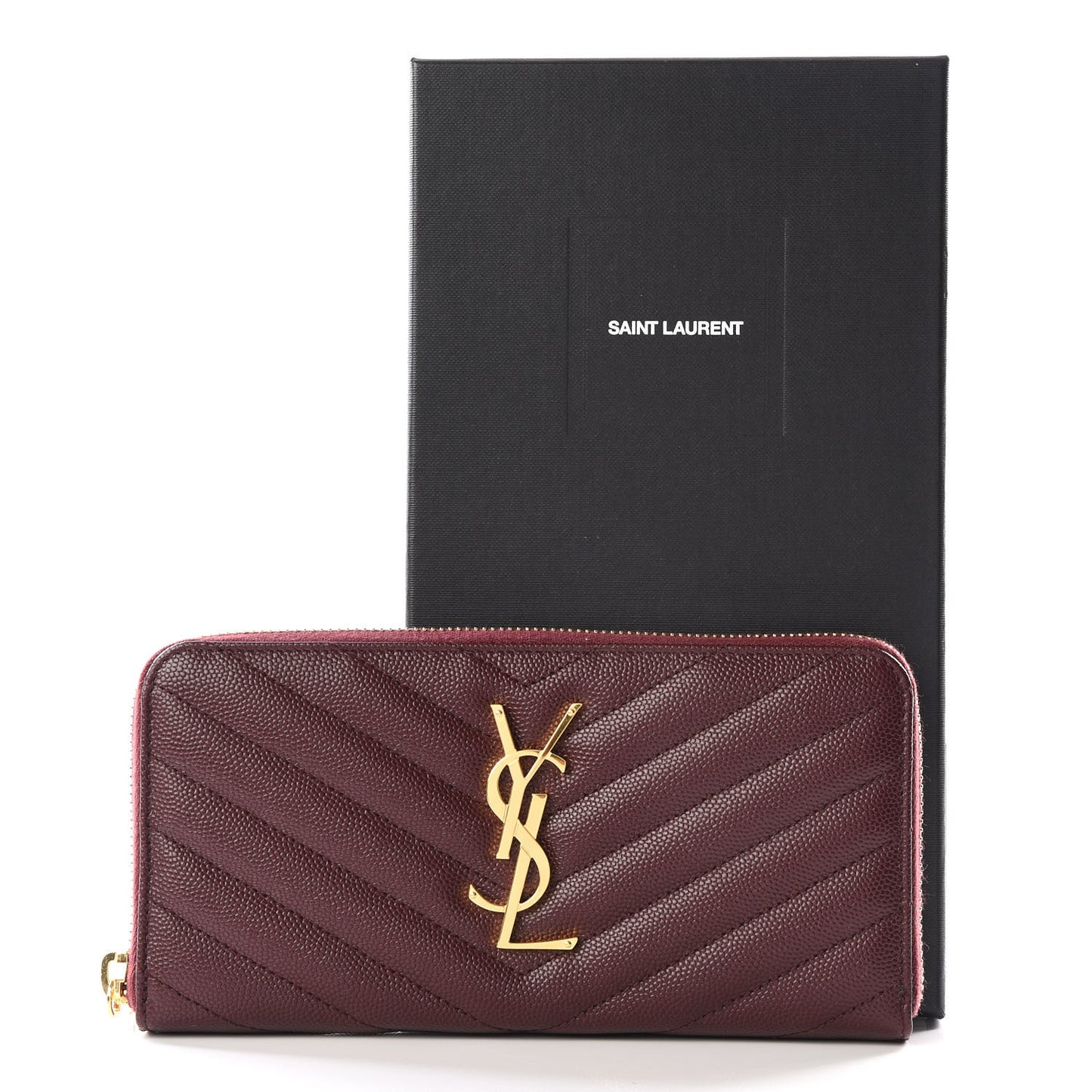 Grain De Poudre Matelasse Chevron Monogram Zip Around Wallet Amaranto