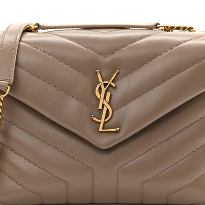 Saint Laurent Calfskin Y Quilted Monogram Small Loulou Chain Satchel Taupe 7 of 7