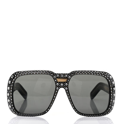 Gucci X DAPPER DAN Acetate Crystal Sunglasses GG0427S Black 2 of 6