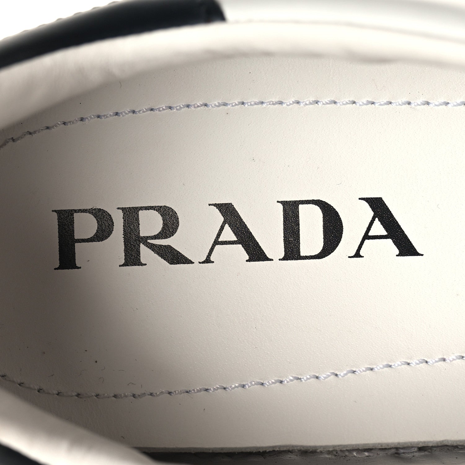 Prada Vitello Plume Logo Low Top Sneakers 41 White Black 8 of 9