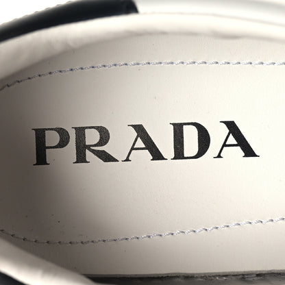 Prada Vitello Plume Logo Low Top Sneakers 41 White Black 8 of 9