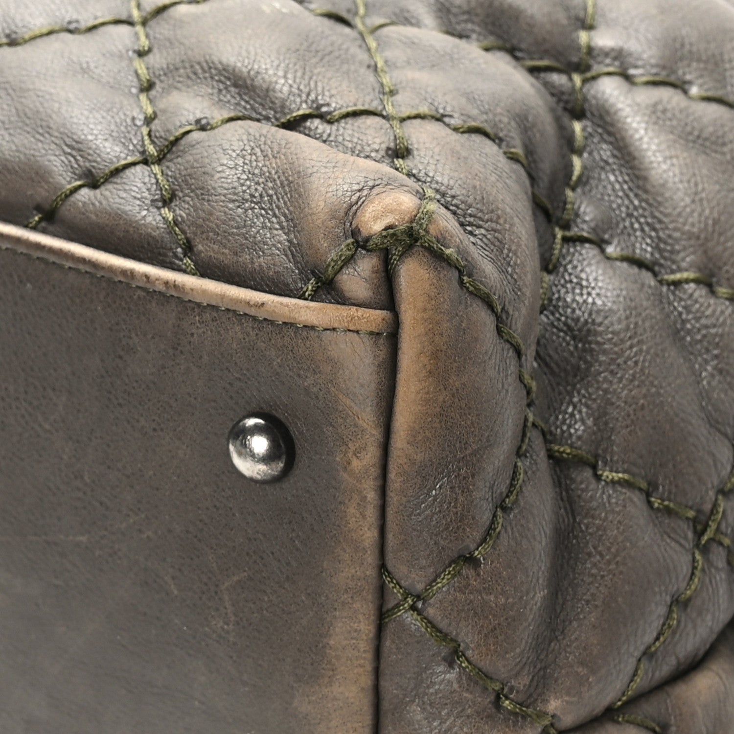 Chanel Calfskin Ultimate Stitch Shopping Tote Khaki 11 of 13