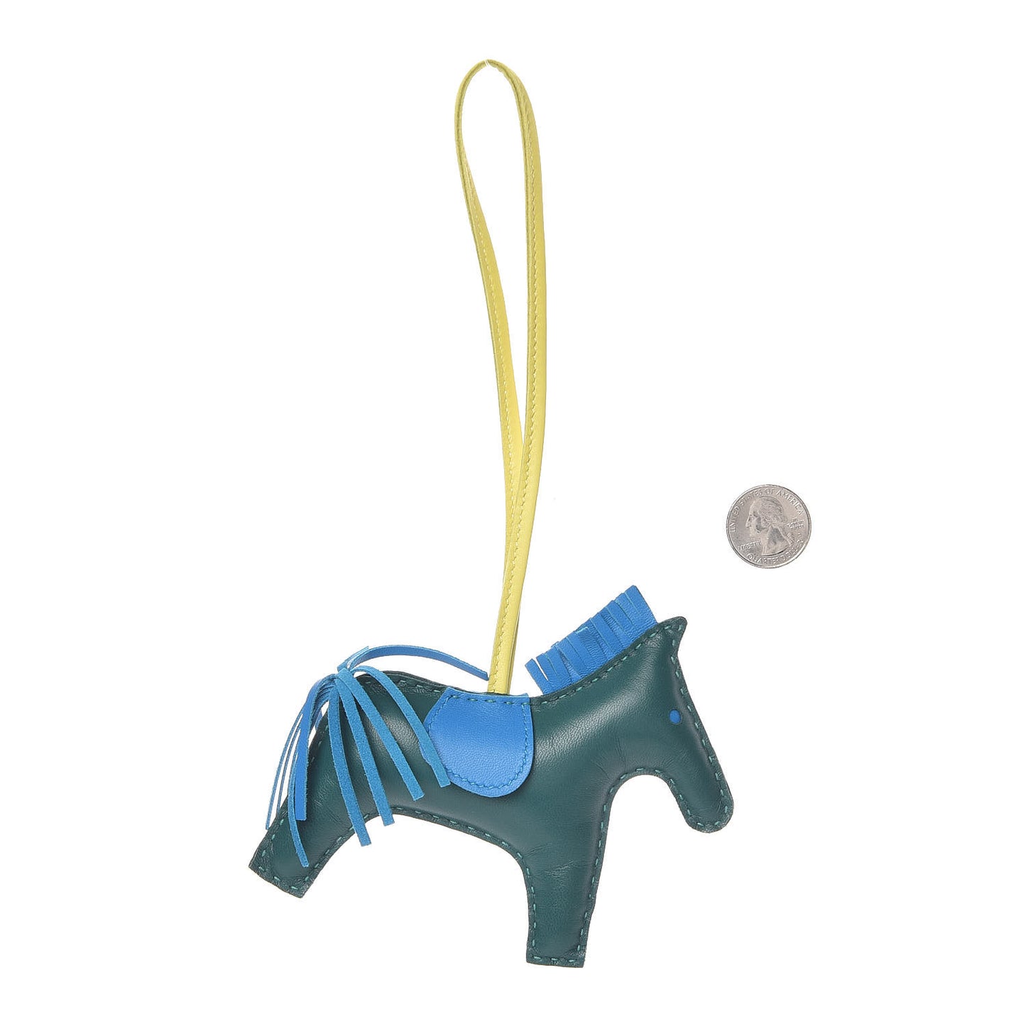 Milo Lambskin Grigri Rodeo Horse Bag Charm MM Malachite Bleu Zanzibar Lime