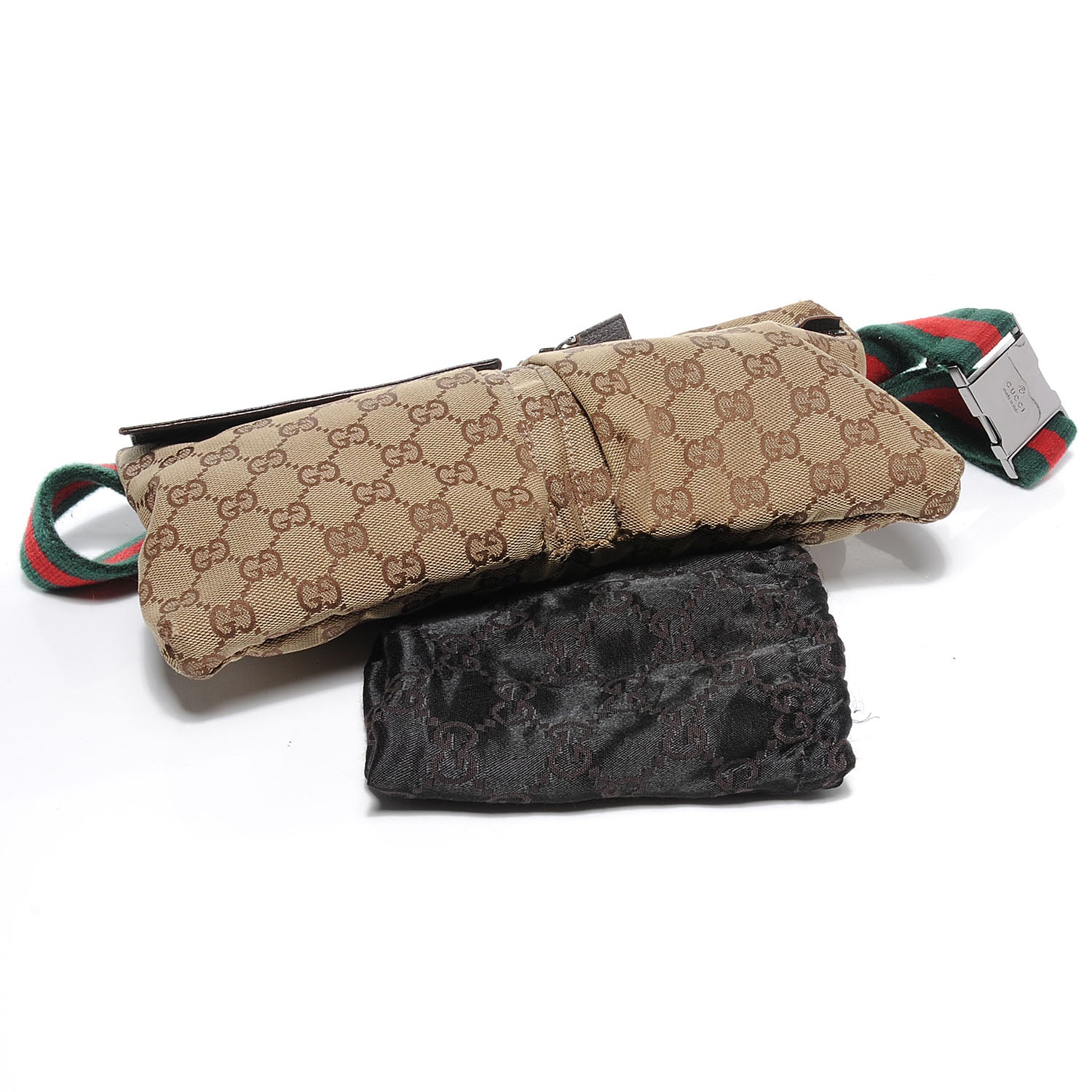 Gucci GG Monogram Web Double Pocket Belt Bag Ebony 4 of 8