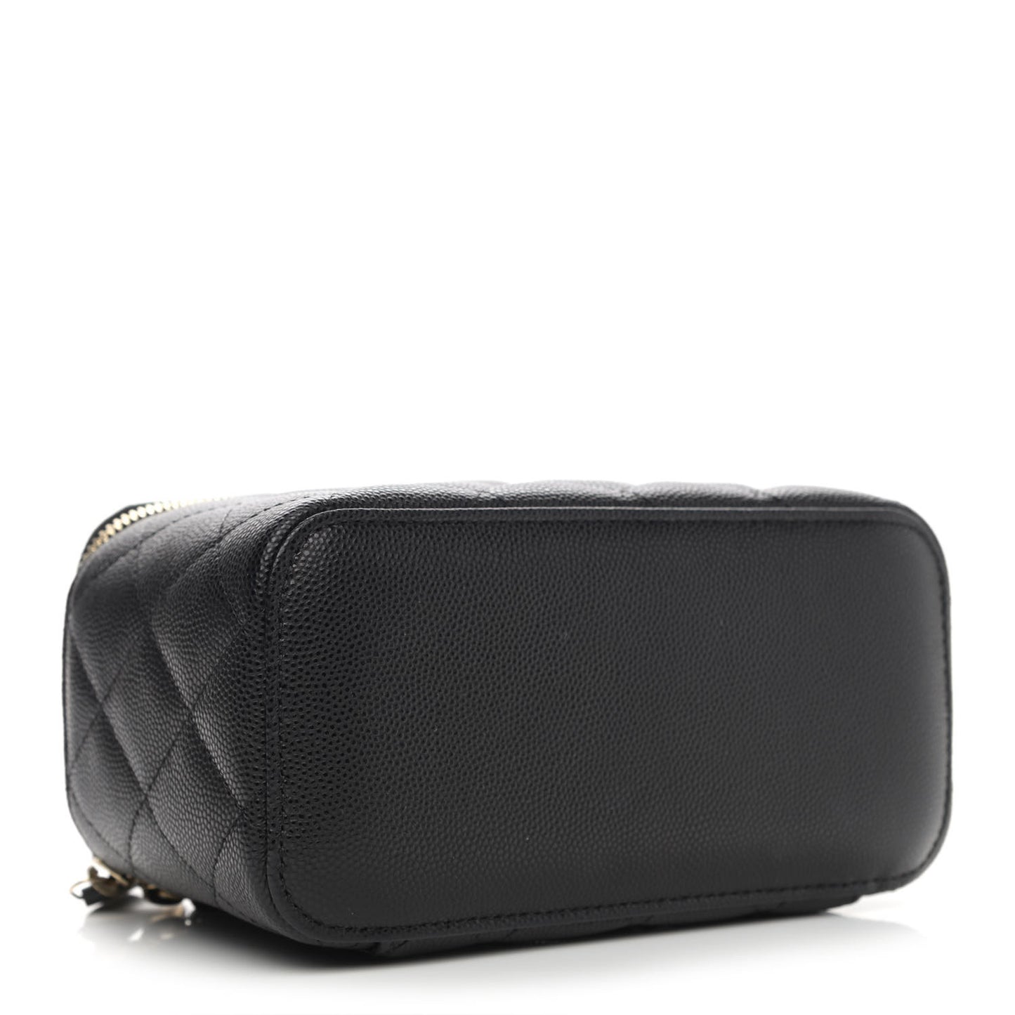 Caviar Quilted Small Vanity Case With Chain Black