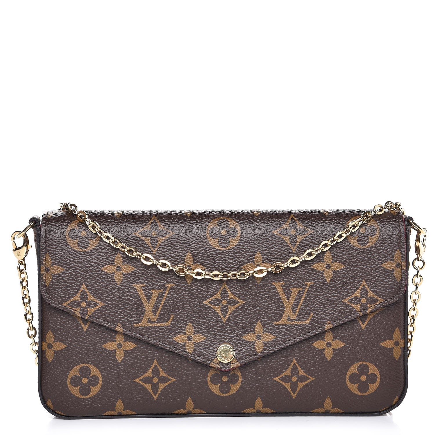 Louis Vuitton Monogram Pochette Felicie Chain Wallet Fuchsia 1 of 10