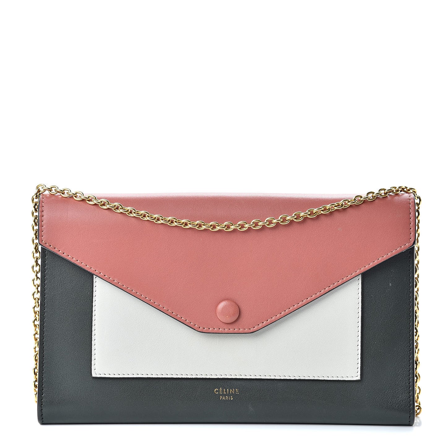 Shiny Calfskin Clutch On A Chain Multicolor
