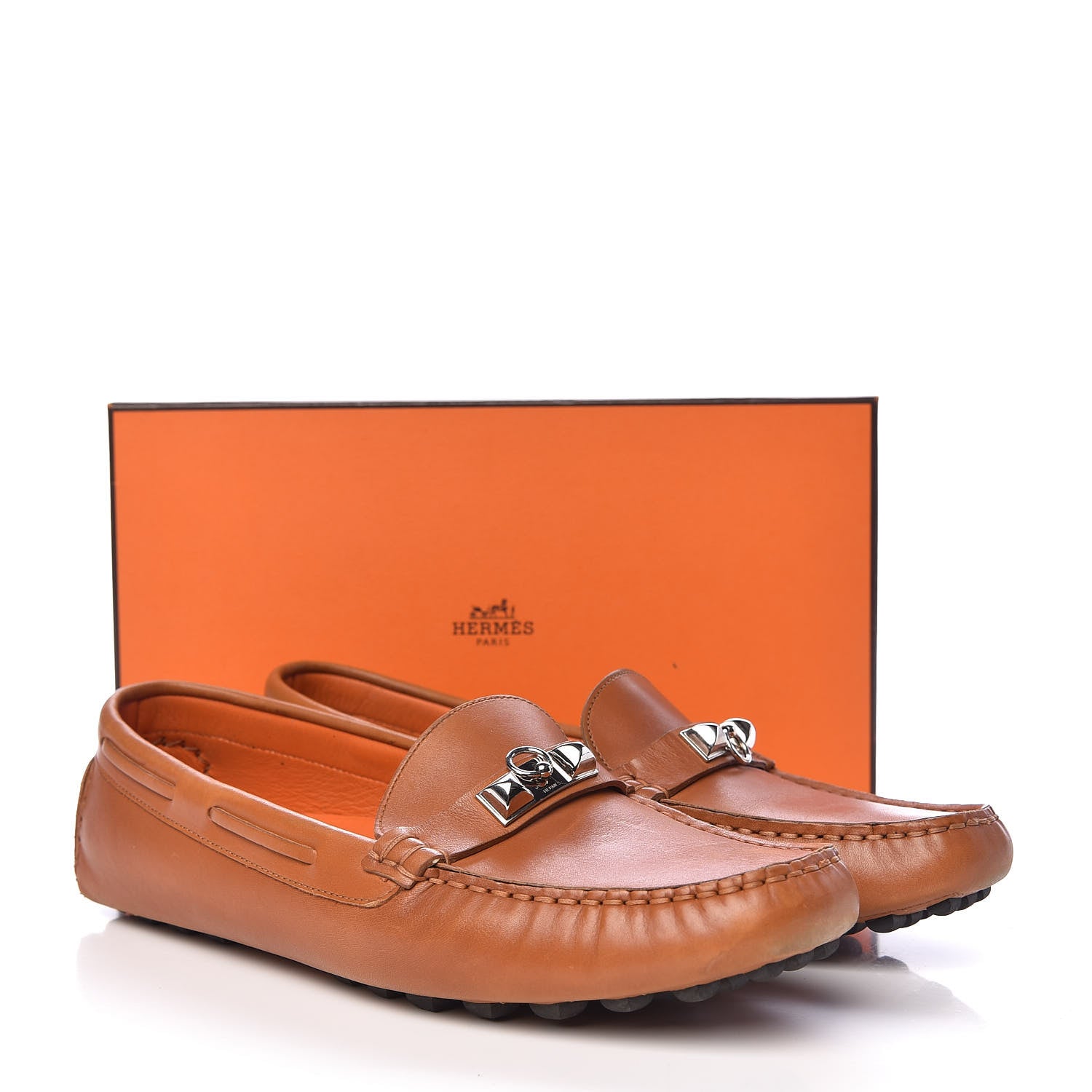 Hermes Supple Calfskin Womens Irving Driving Moccasin Loafers 39 Gold 14 of 14