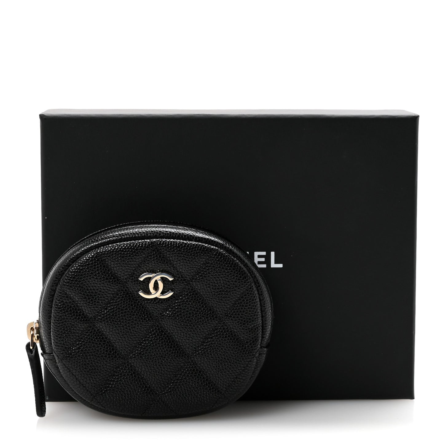 Caviar Quilted Zip Around Classic Coin Purse Black
