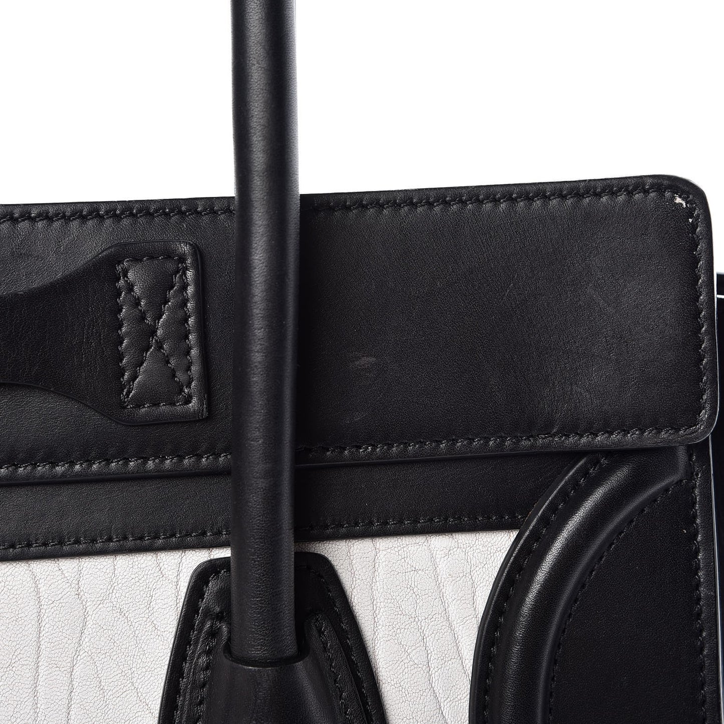 Shrunken Lambskin Micro Bi-Color Luggage Black White