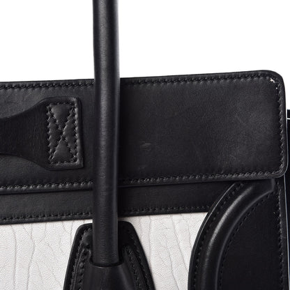 Celine Shrunken Lambskin Micro Bi-Color Luggage Black White 20 of 24